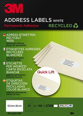 3M Lift Adress-Etiketten für Kopierer 2100 Etiketten Versandetiketten Sticker