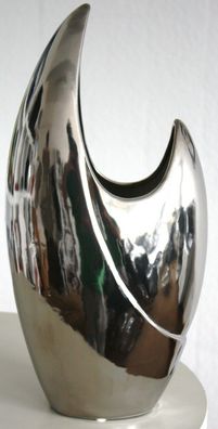 GILDE Skulptur Vase silber 33493 platin Dekoration Figur Sculpture Deko Keramik