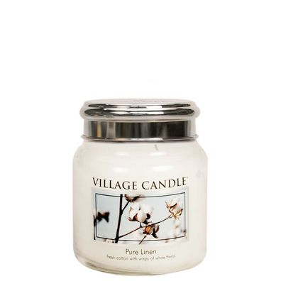 Village Candle Pure Linen Duftkerze Glas 389g, Dauer 105Std, Duft Kerze, Kerzen