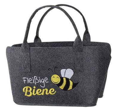 Gilde 45541 Filz Tasche "Fleißige Biene" Tragetasche Einkaufstasche - schwarz