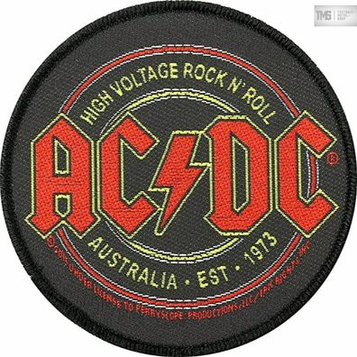 AC/ DC High Voltage Rock n Roll gewebter Aufnäher woven Patch 100% offizielles Merch