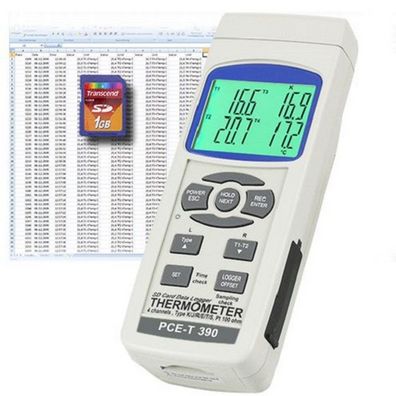PCE Datenlogger PCE-T390 Temperaturmessgerät Messwertspeicher Messstation