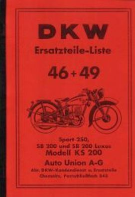 DKW Ersatzteile Liste , Modell KS 200 Sport 250, SB 200, SB 200 Luxus, SB 250
