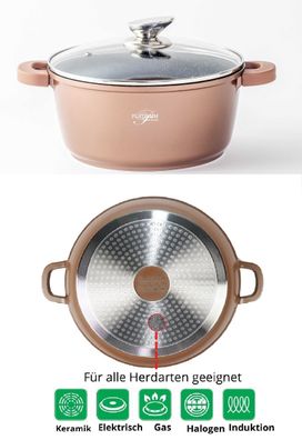Kochtopf Topf Kasserolle Glasdeckel Aluguss &Oslash;32cm Platinum DAS32 Copper