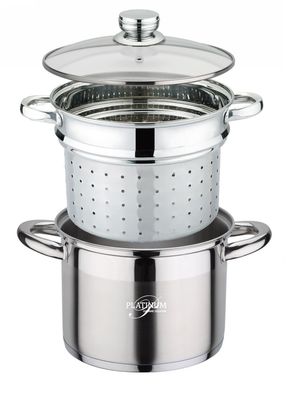 Pasta Nudel Spargel Topf mit Dampfgareinsatz Platinum Edelstahl 3-tlg. PL-10016