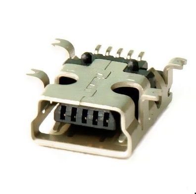 Mini USB Buchse Typ-B, 4-polig, gewinkelt, SMD, 4--fach Massepins, 2St.