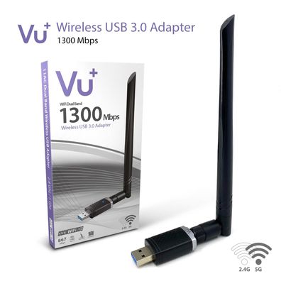 VU + ® Dual Band Wireless USB 3.0 Adapter 1300 Mbps inkl. 6 dBI Antenne
