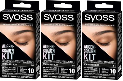 Syoss Augenbrauen Kit Augenbraunfarbe 1-1 Schwarz Stufe 3 3er-Pack(3x17ml)