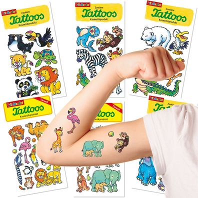 Zootiere TATTOO SET - 47 Kinder Tattoos Zoo Wilde Tiere Kindertattoos Mitgebsel