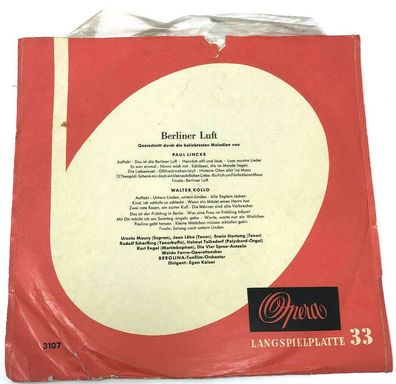 Vinyl LP 10" Opera 3107 - Berliner Luft - Paul Linke / Walter Kollo (270)