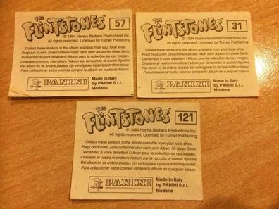 Panini The Flintstones Sticker 1994 / Aufkleber 31, 57, 121 (K)