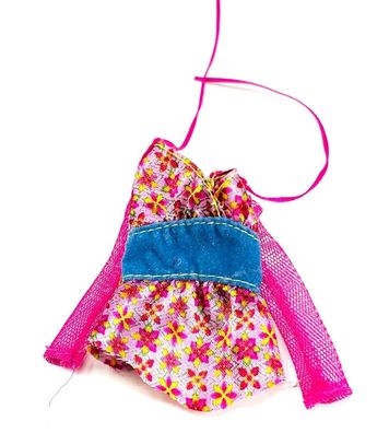 Barbie Top - Party style Bluse glänzend mit langen Netzarmen (W36)