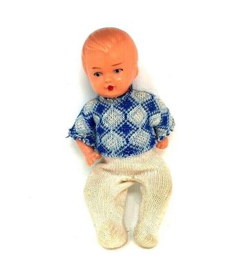 Uralte Zelluloid Puppe Kleine Puppe mit Strampler und Pullover ca. 10,7 cm (W51)