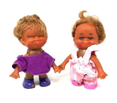 2 Stück lustige Spielzeug Puppen ca. 12 cm groß sichtbarem Zeh (W26) (Gr. 12 cm)