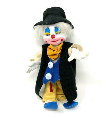 Porzellan Clown Puppe stehend ca. 18 cm groß mit Mütze (258) (Gr. 18 cm)