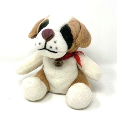 Plüschtier Hund sitzend mit Halsband und Glöckchen ca. 12 cm groß (73)
