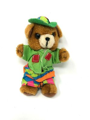 Kleiner Plüsch Teddybär braun mit Kleidung ca. 15 cm groß (140)