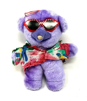 Kuschel Plüsch Teddybär Anhänger Lilafarben mit Sommer Outfit ca.19 cm groß (W2)