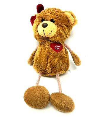 Plüschtier Stofftier Teddybär Anhänger " I Love You " - braun - ca. 18 cm (W30)