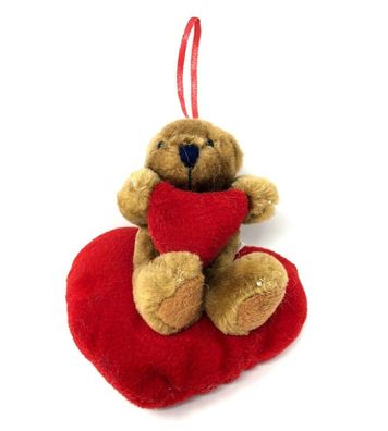 Plüschtier Bär Stofftier Teddy auf Herz sitzend mit kleinem Herz ca. 11 cm (W14)