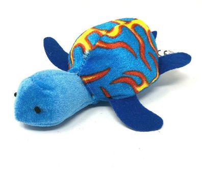 Plüschtier Schildkröte blau mit rot gelbem Muster ca. 12 cm groß (10)