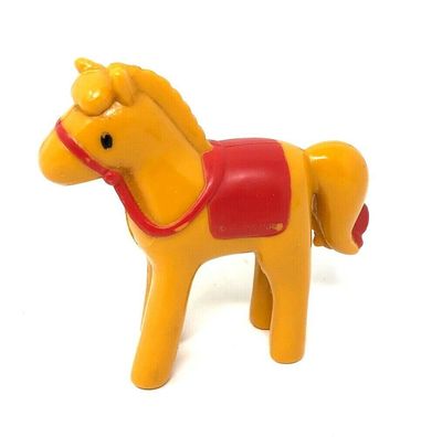 Spiel Pferd braun mit rotem Sattel ´76 ´11 Sanrio ca. 7 cm groß (W42)