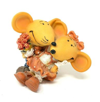 Süßes Keramik Maus Paar bunt bemalt ca. 11 cm groß (W2) (Gr. Klein)