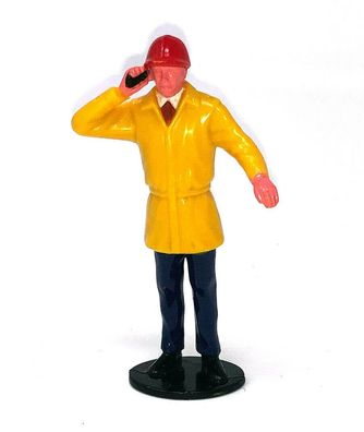 Kunststoff Figur - Mann mit Handy und rotem Helm ca. 9 cm groß (161)