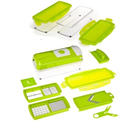 Genius - Nicer Dicer Plus Kompakt 13-tlg. grün Gemüseschneider + Behälter Set