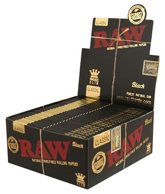 RAW Black Classic, Kingsize Slim Blättchen, 32 ultra-dünne Blättchen pro Heftchen