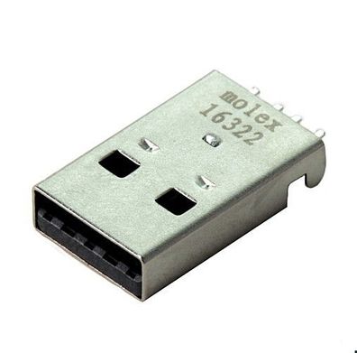 USB 2.0 Stecker SMD Typ-A, 4-polig, horizontal, Molex 16322, 2St.