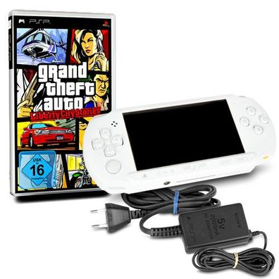 PSP Konsole E1004 in Weiss / White #50A + original Ladekabel + Spiel Grand Theft ...