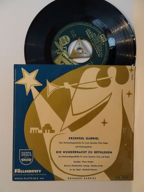 7" Single Decca Füllschrift Erzengel Gabriel Wundernacht zu Bethlehem Klaus Miedel