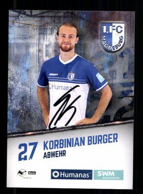 Korbinian Burger Autogrammkarte 1 FC Magdeburg 2021-22 Original Signiert