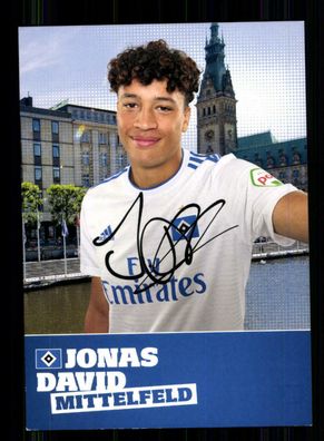 Jonas David Autogrammkarte Hamburger SV 2018-19 Druck Unterschrift