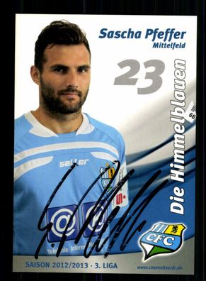 Sascha Pfeffer Autogrammkarte Chemnitzer FC 2012-13 Original Signiert