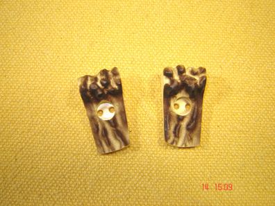 Paar Reversknopfe imitiertes Hirschhorn braun oder beige links und rechts