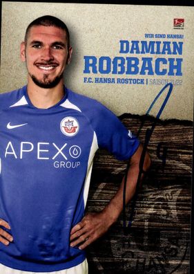 Damian Roßbach Autogrammkarte Hansa Rostock 2021-22 Original Signiert