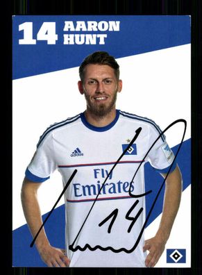 Aaron Hunt Autogrammkarte Hamburger SV 2015-16 Druck Unterschrift