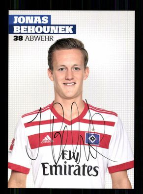 Jonas Behounek Autogrammkarte Hamburger SV 2017-18 Druck Unterschrift