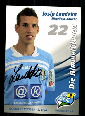 Josip Landeka Autogrammkarte Chemnitzer FC 2012-13 Original Signiert