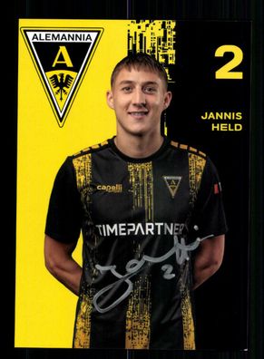 Jannis Held Autogrammkarte Alemannia Aachen 2021-22 Original Signiert