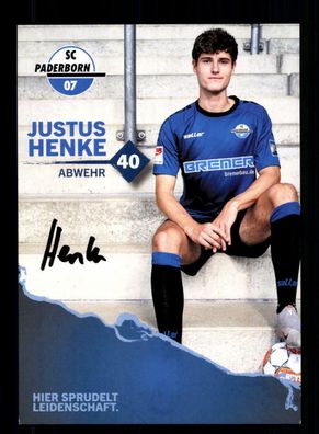 Justus Henke Autogrammkarte SC Paderborn 2021-22 Original Signiert