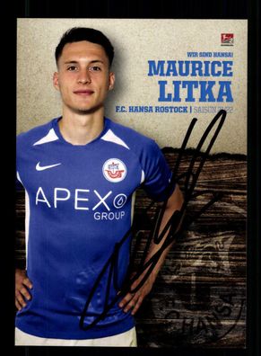 Maurice Littka Autogrammkarte Hansa Rostock 2021-22 Original Signiert