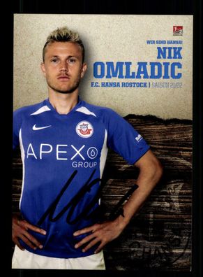 Nik Omladic Autogrammkarte Hansa Rostock 2021-22 Original Signiert
