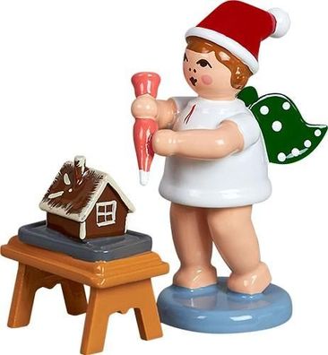 Bäckerengel Weihnachtsengel sitzend mit Teigschüssel mit Mütze Höhe ca 6 cm NEU