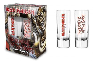 Iron Maiden Number of the Beas Shotglas Schnapsglas Set NEU & 100% offizielles Merch!