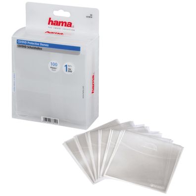 Hama 100x PP Kunststoff SchutzHüllen CDHüllen Sleeves CD DVD BluRay CDTasche