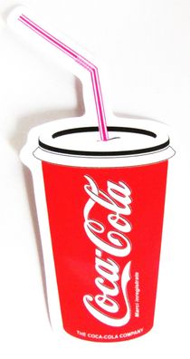 Coca Cola - Aufkleber - Becher mit Trinkhalm - Motiv 075 - 76 x 40 mm