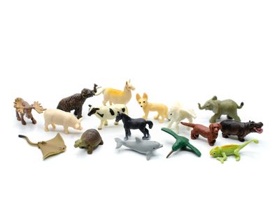 12x Glücks-Minis Set Baby Kinder Tierfiguren Aufstellfiguren Elefant Elch Alpaka